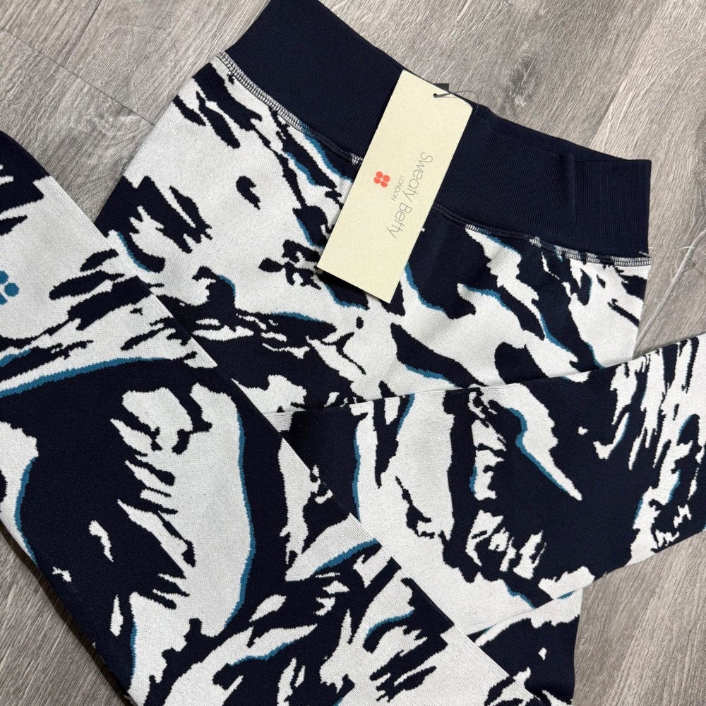 Sweaty Betty Peaks Ski Base Layer Leggings Blue Peaks Jacquard XS SB8631A NEW